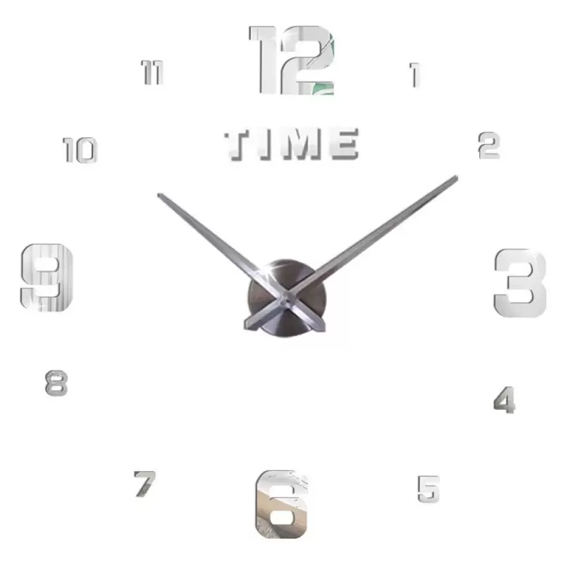 Zegar ścienny 3D naklejany z cyframi (M/D) Srebrny