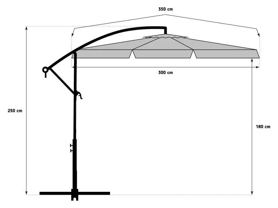 Parasol ogrodowy na wysięgniku 350cm + Pokrowiec
