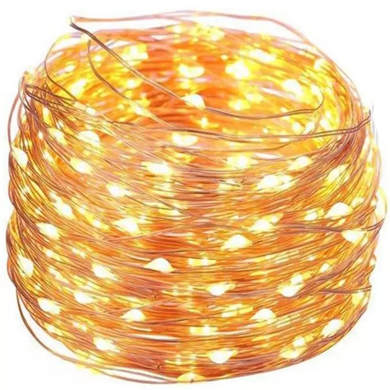 Lampki druciki na baterie 100 LED Biały Ciepły