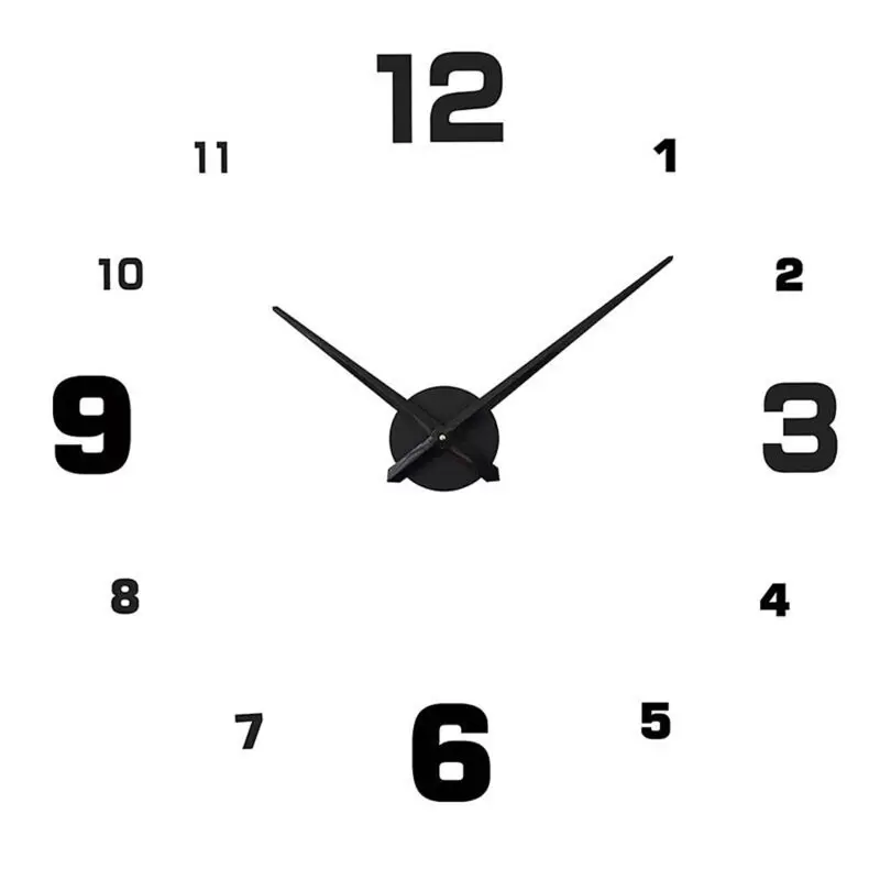 Zegar ścienny 3D naklejany z cyframi (M/D) Czarny