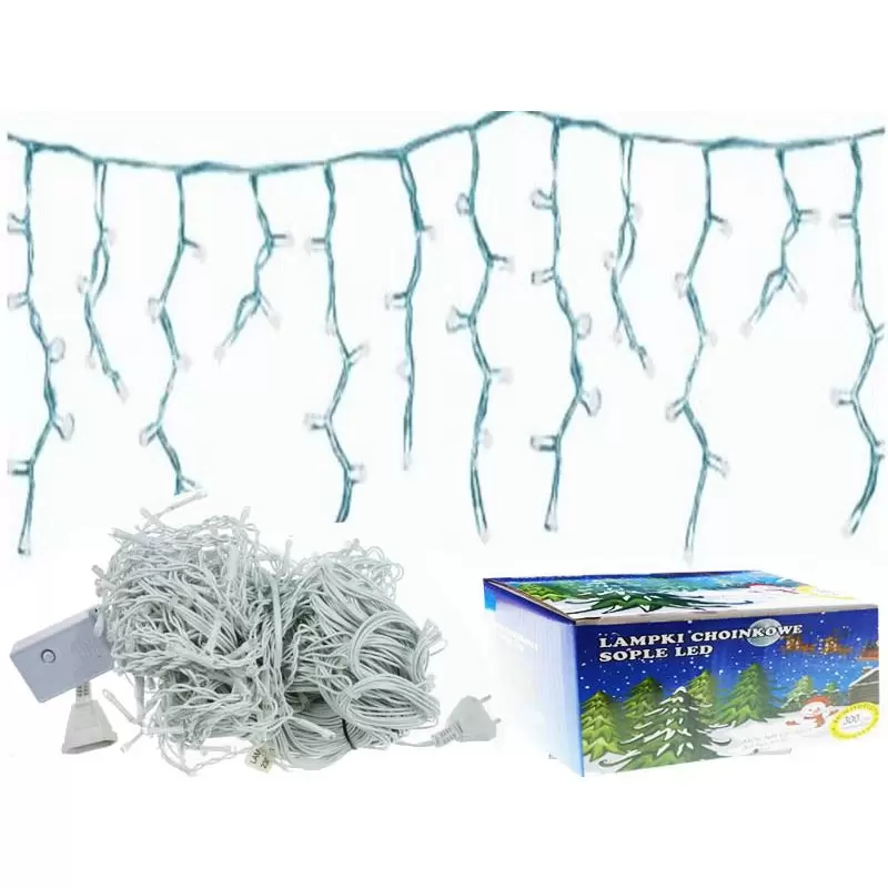 Sople lampki 300LED kurtyny świetlne Biały Zimny