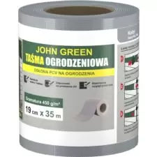 Taśma ogrodzeniowa 19cm x 35m + 20 klipsów Szary