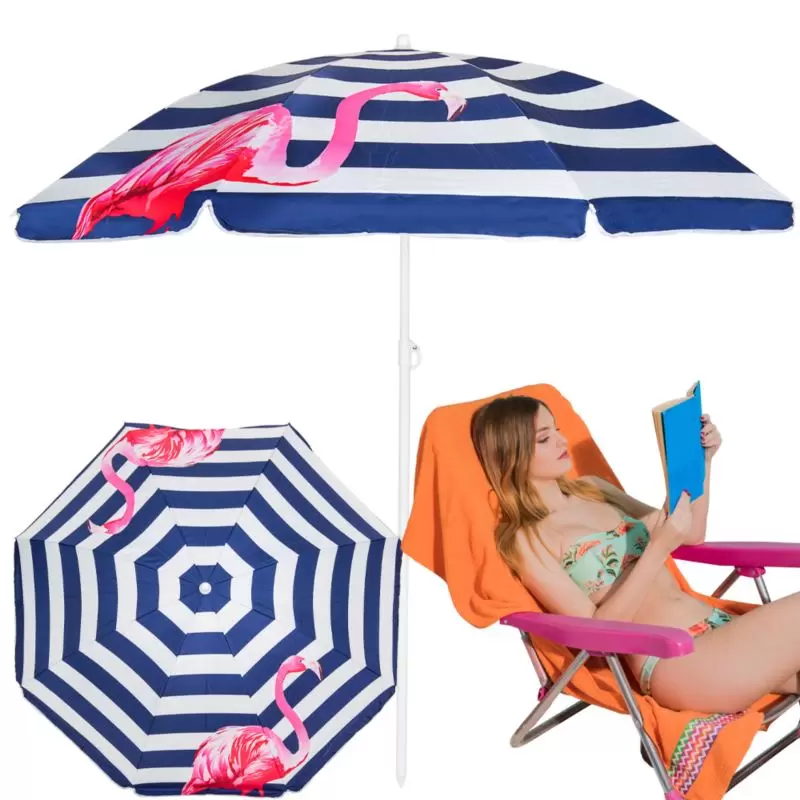 Parasol plażowy składany łamany z flamingiem 160cm