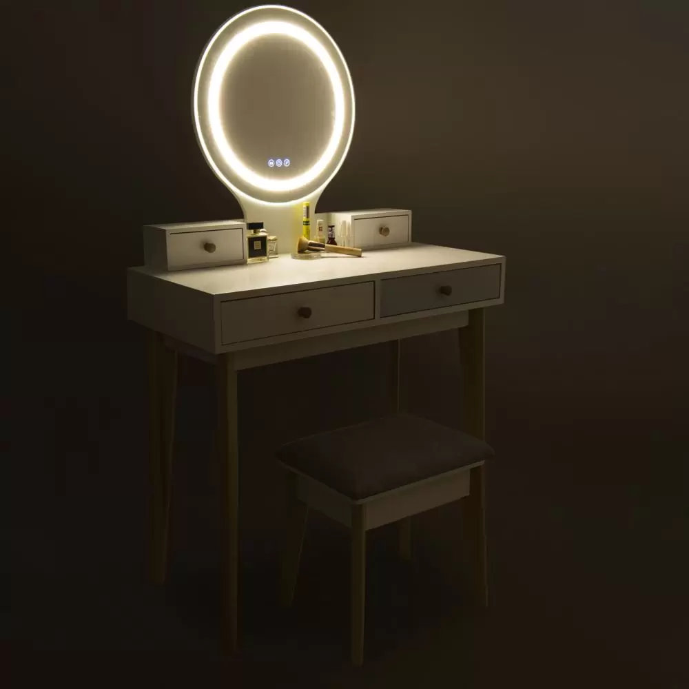 Toaletka kosmetyczna z podświetleniem + Taboret
