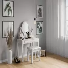 Toaletka kosmetyczna z ruchomym lustrem + Taboret