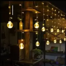 Girlanda 138LED kurtyna Bombki Biały Ciepły