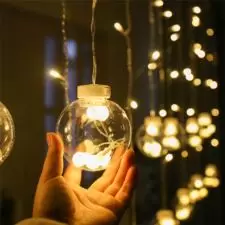 Girlanda 138LED kurtyna Bombki Biały Ciepły