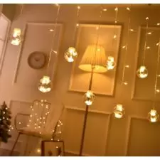 Girlanda 138LED kurtyna Bombki Biały Ciepły