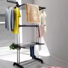 Suszarka na pranie na kółkach 3-poziomowa składana