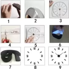 Zegar ścienny 3D naklejany cyfry / kreski Czarny