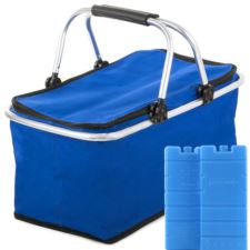 Koszyk piknikowy termiczny Niebieski + 2x Wkłady