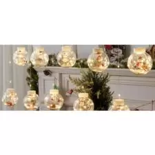 Lampki świąteczne kurtyna bombki z drucikami LED