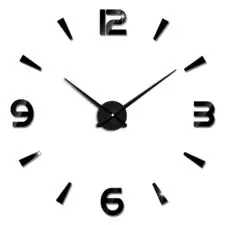 Zegar ścienny 3D naklejany cyfry / kreski Czarny