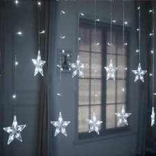 Girlanda 136LED kurtyna w Gwiazdy Biały Zimny