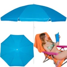 Parasol plażowy łamany wbijany 200cm Niebieski