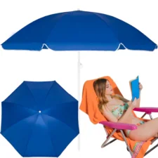 Parasol plażowy łamany wbijany 180cm Niebieski