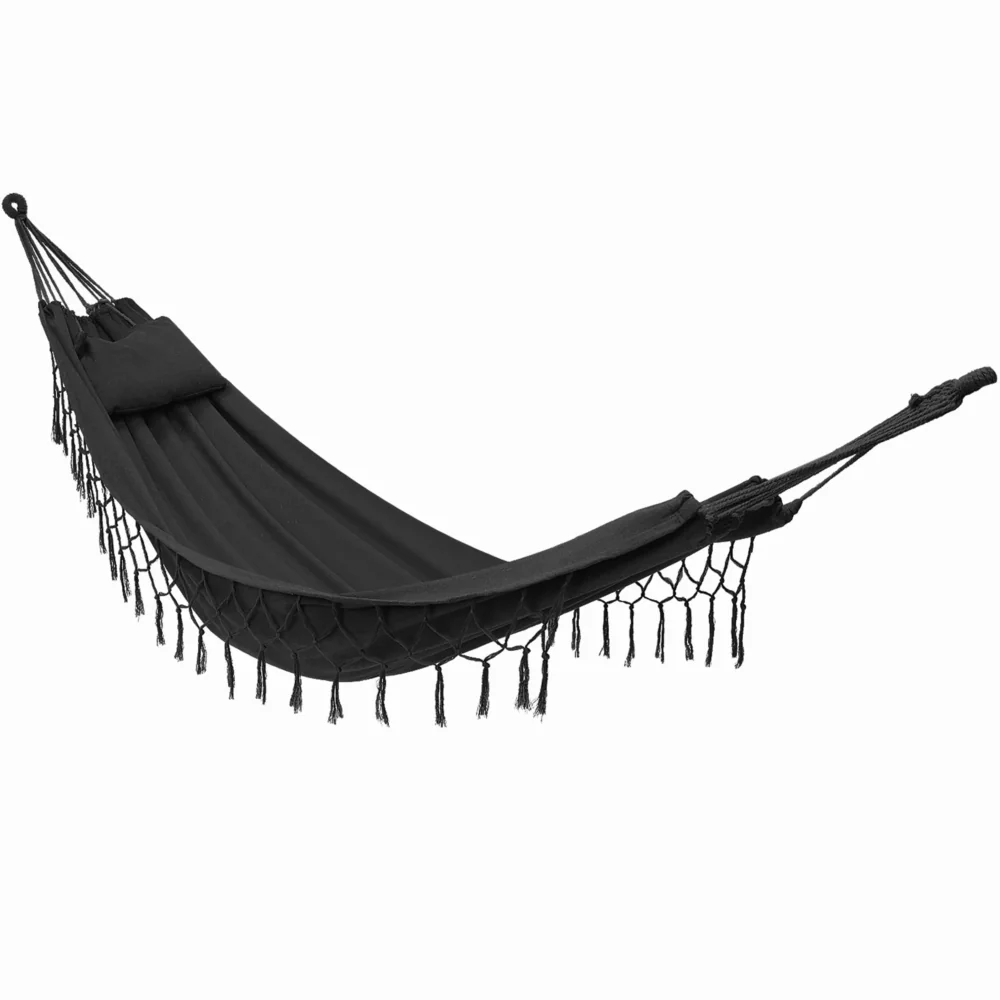 Hamak dwuosobowy BOHO 260x100cm + Poduszka Grafit