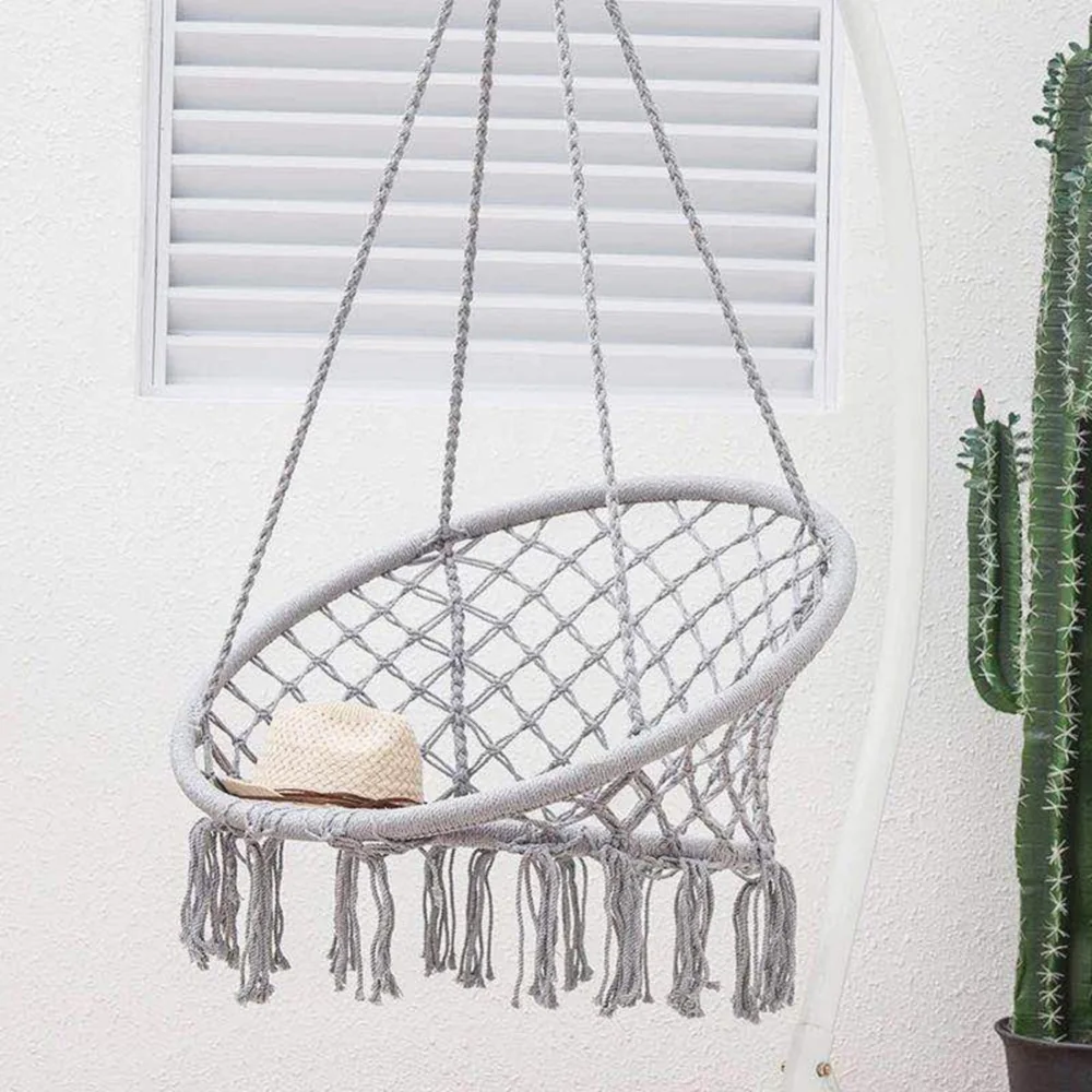 Huśtawka wisząca pleciona fotel BOHO Szary
