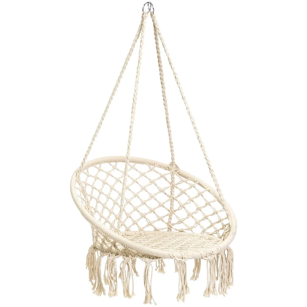 Huśtawka wisząca pleciona fotel BOHO Ecru