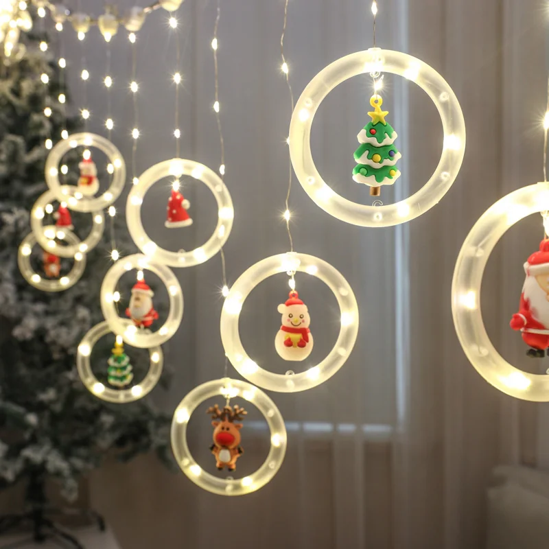 Kurtyna świetlna lampki Figurki witraże LED