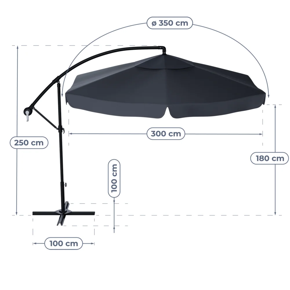 Parasol ogrodowy na wysięgniku 350cm + Pokrowiec