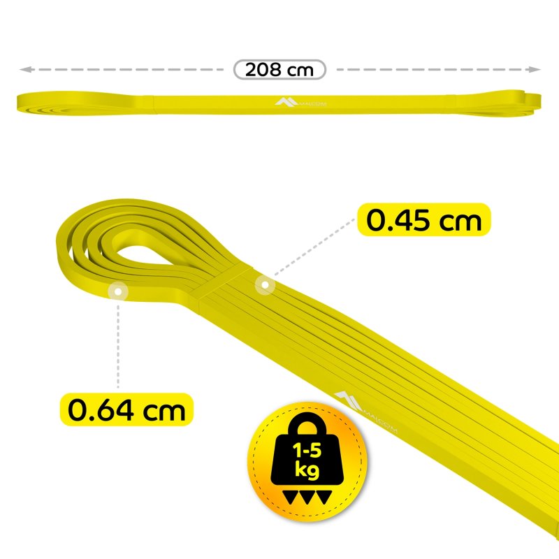 Guma oporowa do ćwiczeń gumy Powerband Żółta 1-5kg