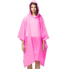 Poncho przeciwdeszczowe z kapturem płaszcz kieszonkowe wodoodporne Różowy