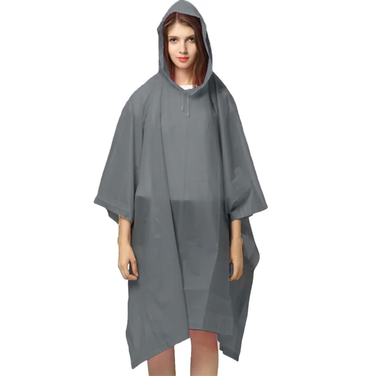 Poncho przeciwdeszczowe z kapturem płaszcz kieszonkowe wodoodporne Szary