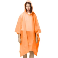 Poncho przeciwdeszczowe z kapturem płaszcz kieszonkowe wodoodporne Pomarańczowy