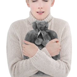 Termofor z imitacją futra 2L ciemny szary