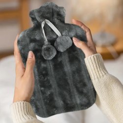 Termofor z imitacją futra 2L ciemny szary