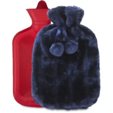 Termofor pluszowy z imitację futra gumowy 2L Granatowy