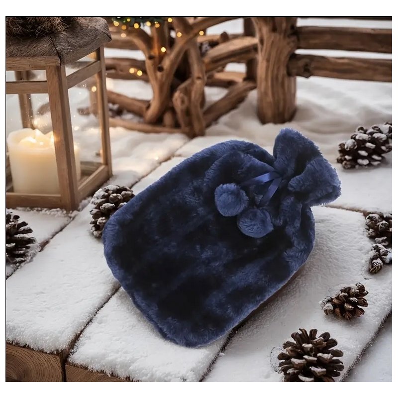 Termofor z imitacją futra 2L granatowy