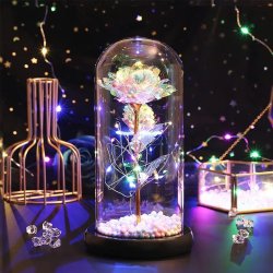Wieczna róża w szkle świecąca LED Wielokolorowa