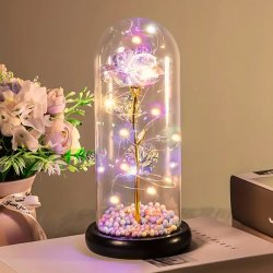 Wieczna róża w szkle świecąca LED Wielokolorowa