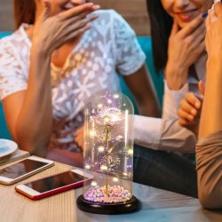 Wieczna róża w szkle świecąca LED Wielokolorowa