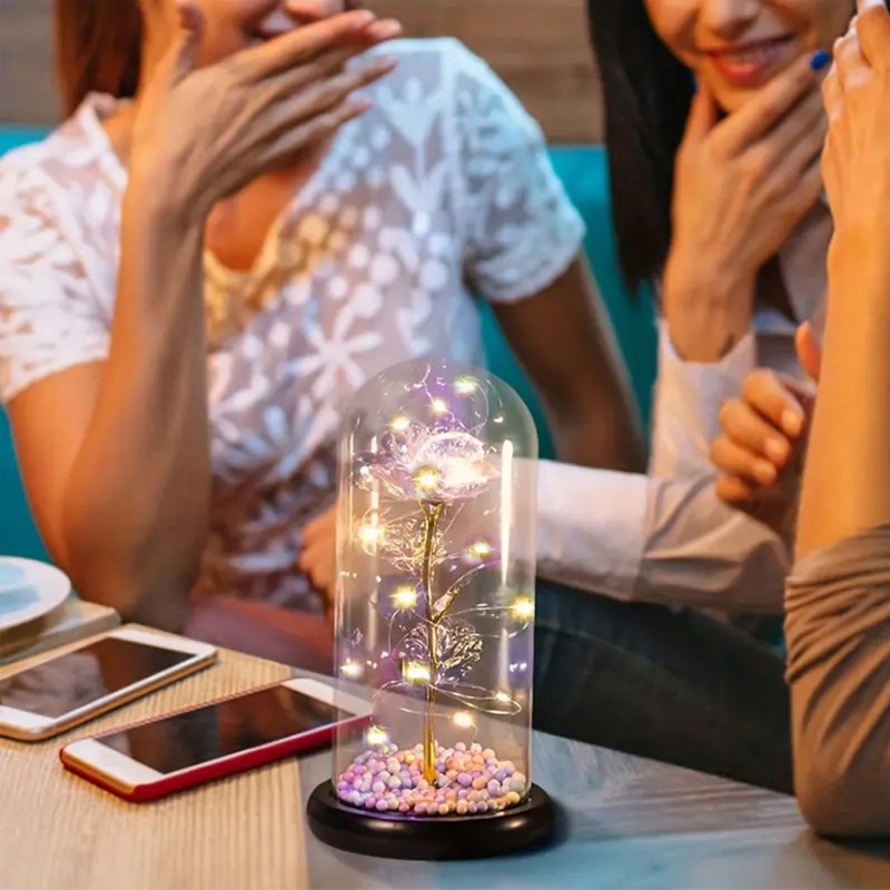 Wieczna róża w szkle świecąca LED Wielokolorowa