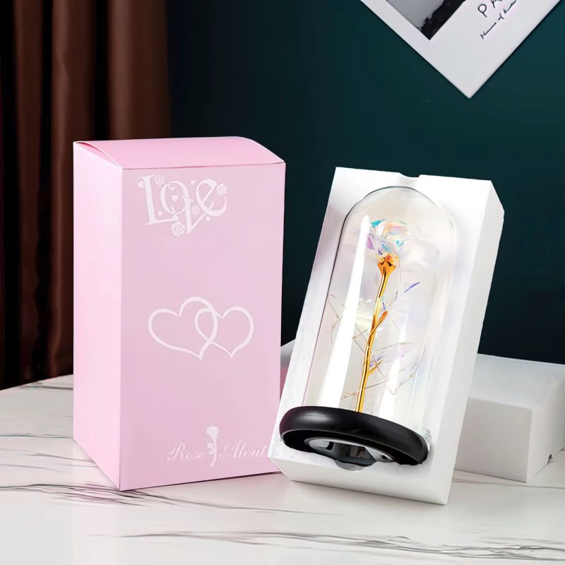 Wieczna róża w szkle świecąca LED Wielokolorowa