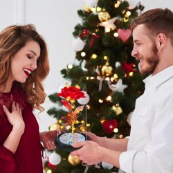 Wieczna róża w szkle świecąca LED Czerwona