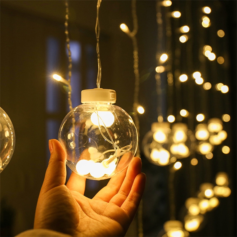 Girlanda 138LED kurtyna Bombki Biały Ciepły