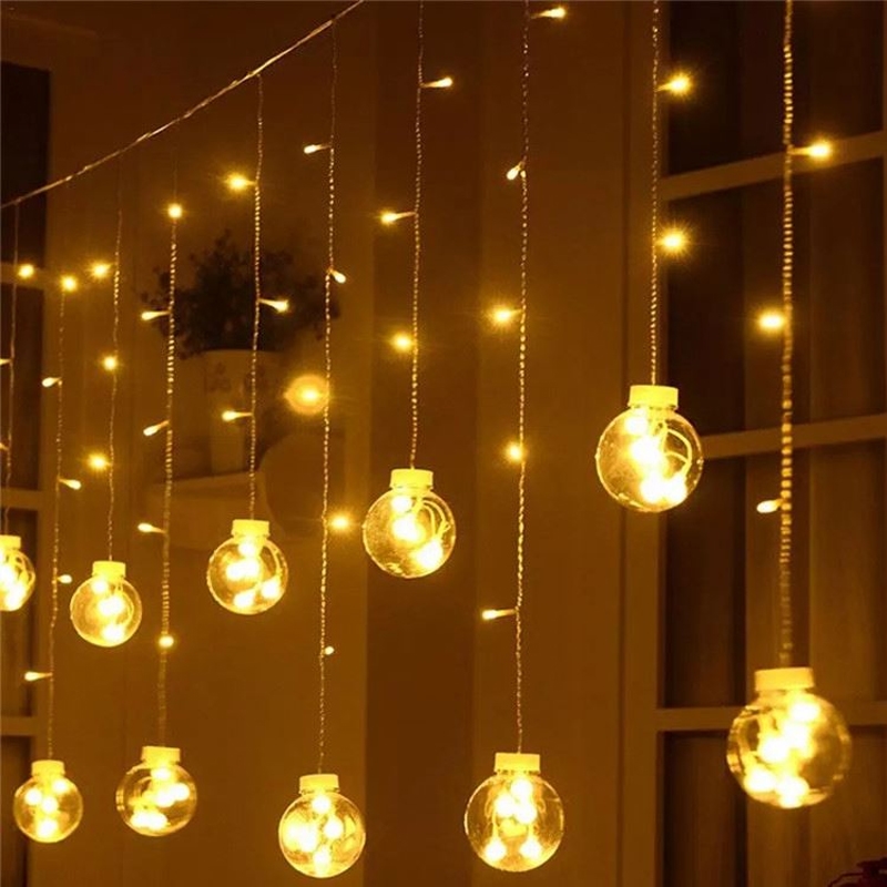 Girlanda 138LED kurtyna Bombki Biały Ciepły