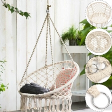 Huśtawka wisząca pleciona fotel BOHO Ecru