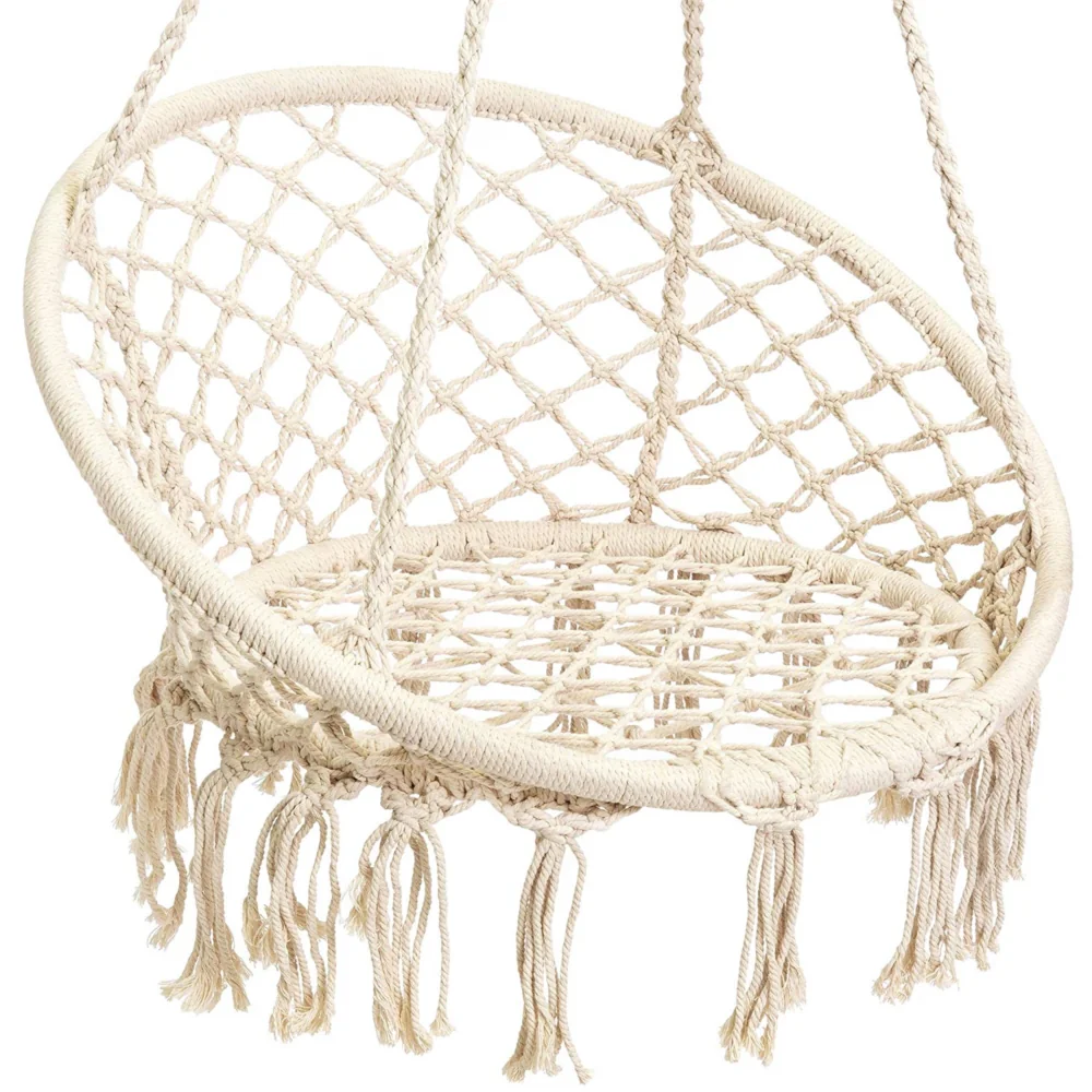 Huśtawka wisząca pleciona fotel BOHO Ecru