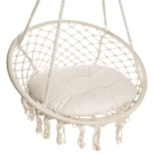 Huśtawka wisząca pleciona BOHO Ecru + Poduszka