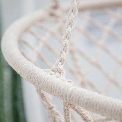 Huśtawka wisząca pleciona 80cm + Poduszki Ecru