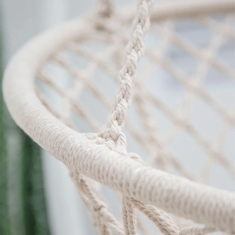 Huśtawka wisząca pleciona BOHO Ecru + Poduszka