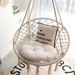 Huśtawka wisząca pleciona 80cm + Poduszki Ecru
