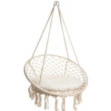 Huśtawka wisząca pleciona BOHO Ecru + Poduszka