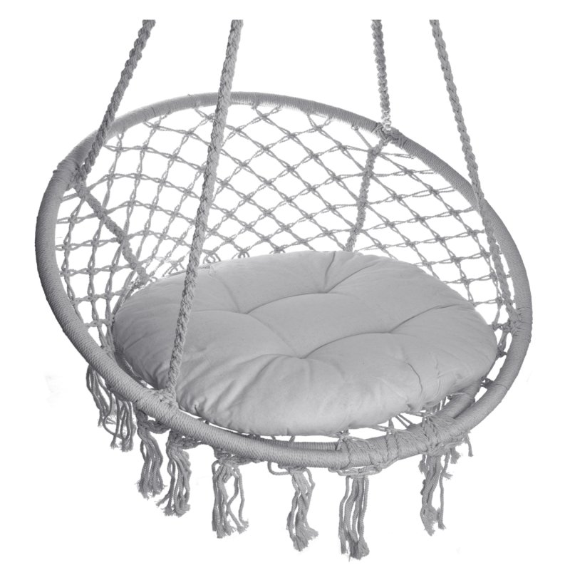 Huśtawka wisząca pleciona 80cm + Poduszki Grafit