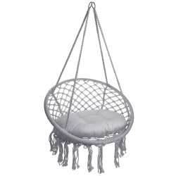 Huśtawka wisząca pleciona 80cm + Poduszki Grafit